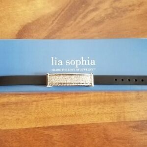 Lia Sophia Black Silver Cubic Zirconia Bracelet 